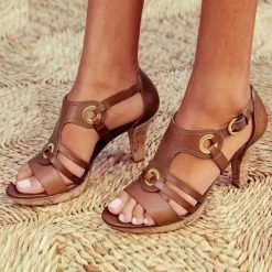 Levency Multi Strap Hollow Heels Sandals