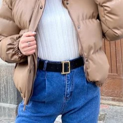 Levency New In Faux Leather Puffer Jacket