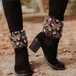 Levency Silky Leopard Print Boot Cuffs