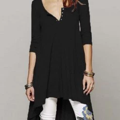 Levency New In Button High Low T Shirt Dress