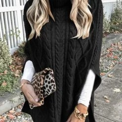 Levency High Neck Cable Knit Poncho New In 10 Levency High Neck Cable Knit Poncho New In