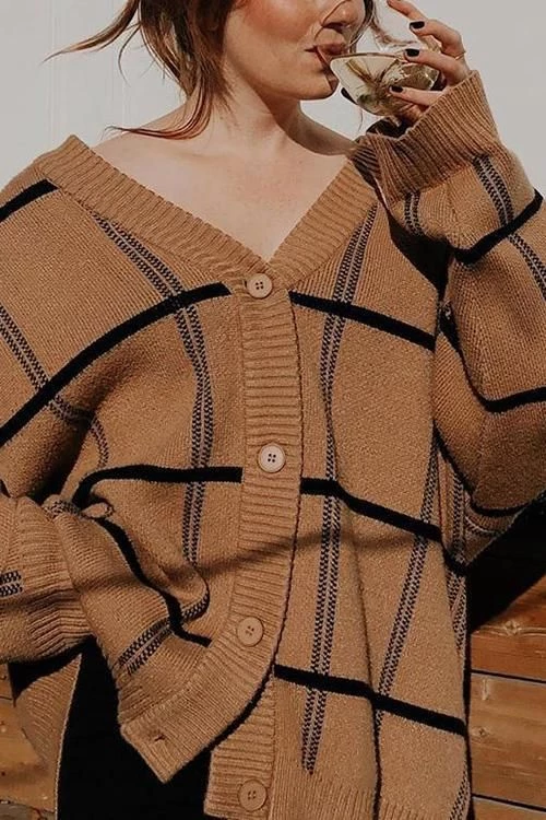 Levency Button Plaid Cardigan New In 6 Levency Button Plaid Cardigan New In