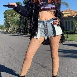 Levency Letter Pockets Denim Shorts New In