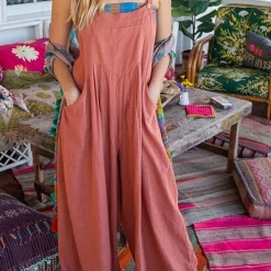 Levency Adjustable Straps Pockets Wide Leg Jumpsuits New In