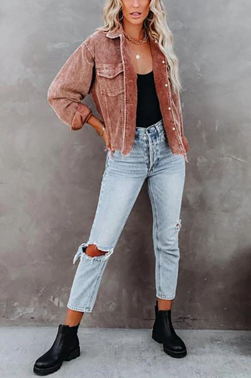 Levency Frayed Hem Cropped Corduroy Jacket New In 30 Levency Frayed Hem Cropped Corduroy Jacket New In
