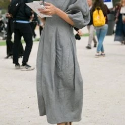 Levency Solid Linen Half Sleeve Dress New In