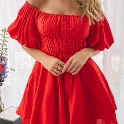 Levency New In Off Shoulder Puff Sleeve Mini Dress