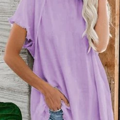 Levency New In Raw Edge O Neck Short Sleeve T Shirt