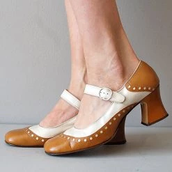 Levency Color Block Ankle Straps Mid Heels