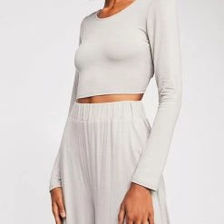 Levency New In Solid Crop Wide Leg Pants Set