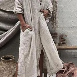 Levency New In Button Down Shirt Maxi Dresses