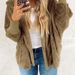 Levency Fluffy Fleece Open Coat New In