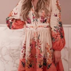 Levency New In Much Respect Printed Button Mini Dress