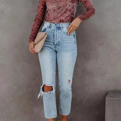 Levency New In Velvet Burnout Turtleneck Top