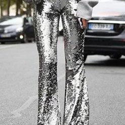 Levency Sequin Wide Flare Pants New In