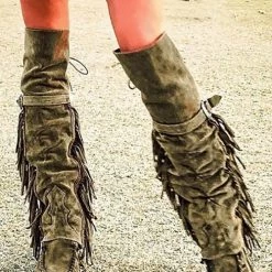 Levency New In Tassels Buckle Tall Boots