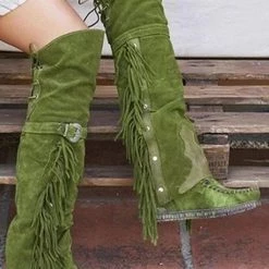 Levency New In Tassels Buckle Tall Boots