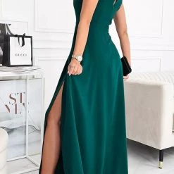 Levency Cut Out Neck High Slit Maxi Dress