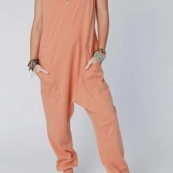 Levency V Neck Solid Sleeveless Pocket Jumpsuit