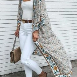 Levency New In Floral Print Loose Summer Kimono