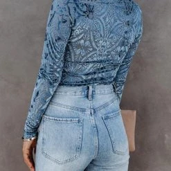 Levency New In Velvet Burnout Turtleneck Top