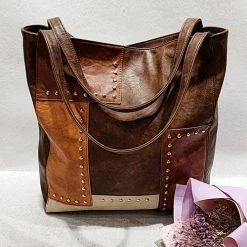 Levency Rivet Color Block Tote Bag
