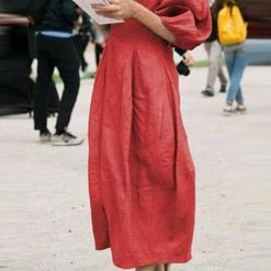 Levency Solid Linen Half Sleeve Dress New In