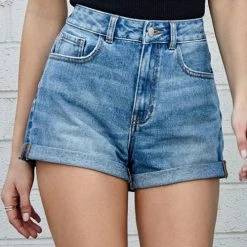 Levency Classic Pocket High Waist Denim Shorts