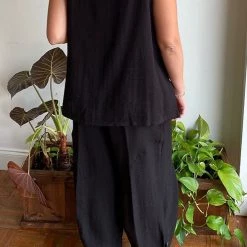 Levency Solid O Neck Tank Pants Set New In