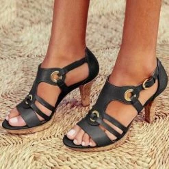 Levency Multi Strap Hollow Heels Sandals