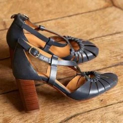 Levency Multi Cross Strap Chunky High Heel Sandals