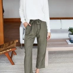 Levency New In Pockets Belted Straight-leg Pants