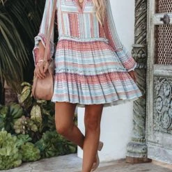 Levency Tiered Beel Sleeve Babydoll Dress