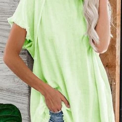 Levency New In Raw Edge O Neck Short Sleeve T Shirt