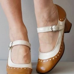 Levency Color Block Ankle Straps Mid Heels 8 Levency Color Block Ankle Straps Mid Heels