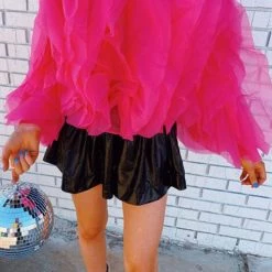 Levency Chiffon Flounced Long Sleeve Top New In