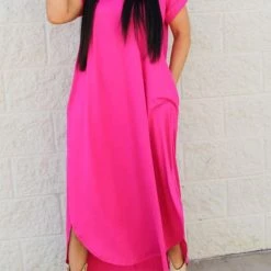 Levency V Neck Side Slit Maxi Dress New In