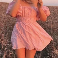 Levency New In Off Shoulder Puff Sleeve Mini Dress