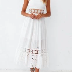 Levency Lace Patchwork Sleeveless Maxi Dress New In