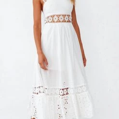 Levency Lace Patchwork Sleeveless Maxi Dress New In