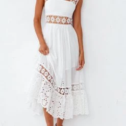 Levency Lace Patchwork Sleeveless Maxi Dress New In