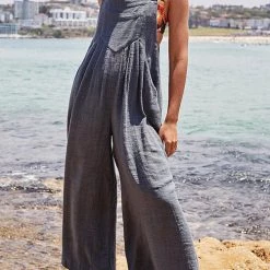 Levency Adjustable Straps Pockets Wide Leg Jumpsuits New In