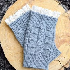 Levency Lace Trim Knitted Boot Cuffs
