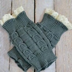 Levency Lace Trim Knitted Boot Cuffs