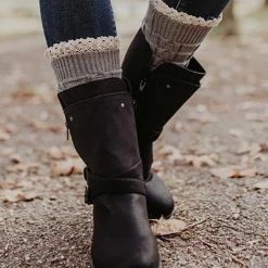 Levency Lace Trim Knitted Boot Cuffs