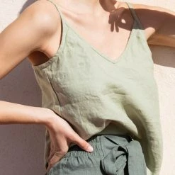 Levency New In Solid Linen Tank Top