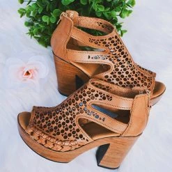 Levency Boho Hollow Chunky Heel Sandals New In