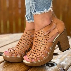 Levency Boho Hollow Chunky Heel Sandals New In