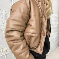 Levency New In Faux Leather Puffer Jacket