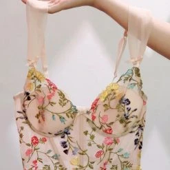 Levency New In Floral Embroidery Corset Top